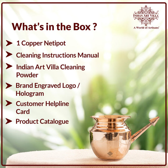 Pure copper neti pot nasal cleansing lifestyle — Indian Art Villa