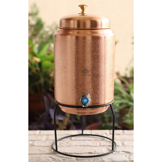Pure Copper Water Pot with Tap & Stand 5 Liters