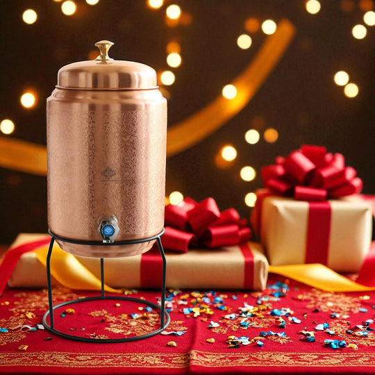 Pure Copper Water Pot with Tap & Stand 5 Liters