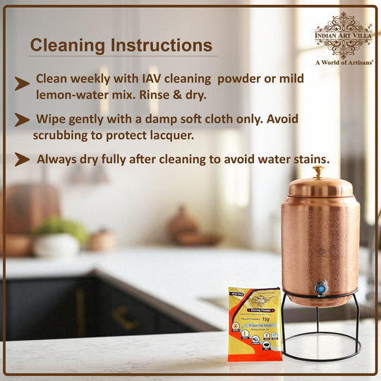 Pure Copper Water Pot with Tap & Stand 5 Liters