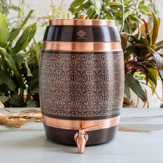 Pure Copper Embossed Design Water Pot