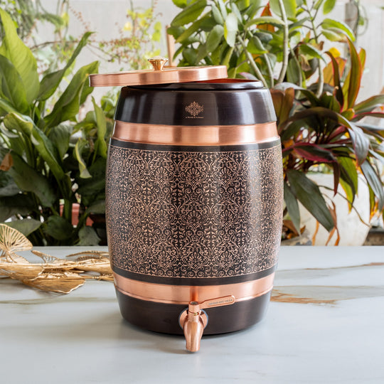 Pure Copper Embossed Design Water Pot