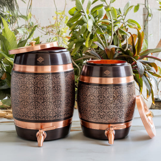 Pure Copper Embossed Design Water Pot