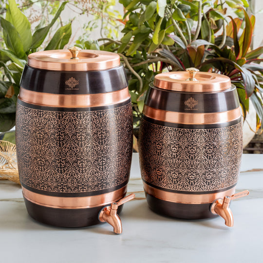 Pure Copper Embossed Design Water Pot