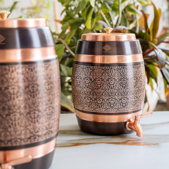 Pure Copper Embossed Design Water Pot