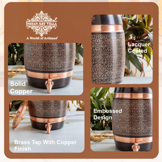 Pure Copper Embossed Design Water Pot