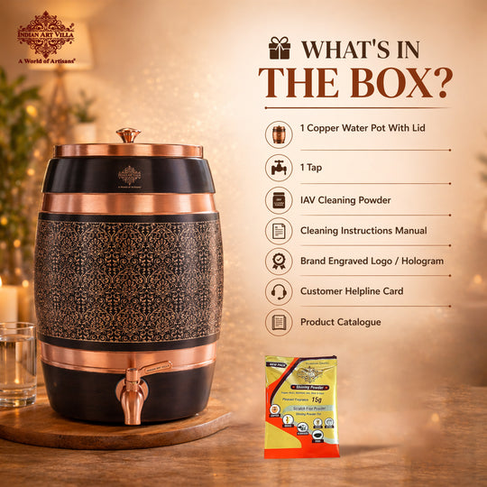 Pure Copper Embossed Design Water Pot