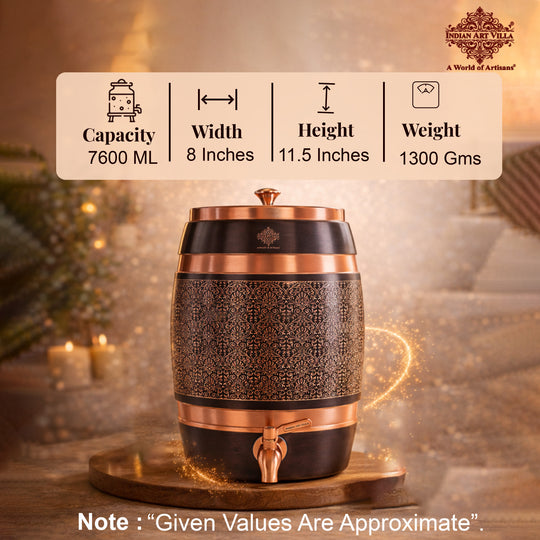 Pure Copper Embossed Design Water Pot