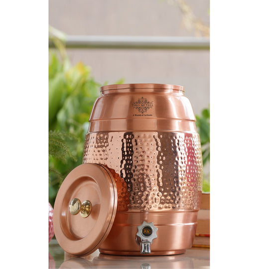 Pure Copper Water Pot With Lacquer Coating & Hammered Design