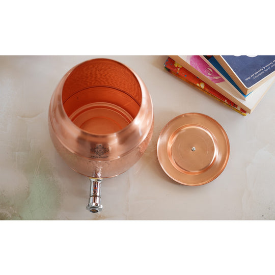 Pure Copper Water Pot With Lacquer Coating & Hammered Design