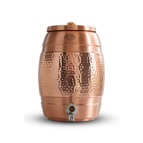 Pure Copper Water Pot With Lacquer Coating & Hammered Design