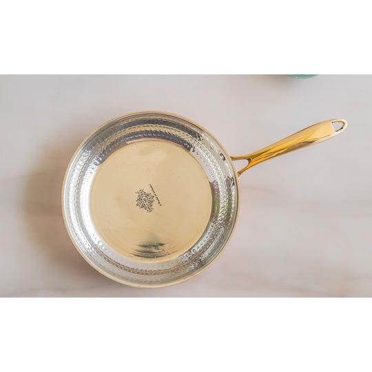 Steel Copper Hammered Design Tadka Fry Pan with Tin Linning- Serveware