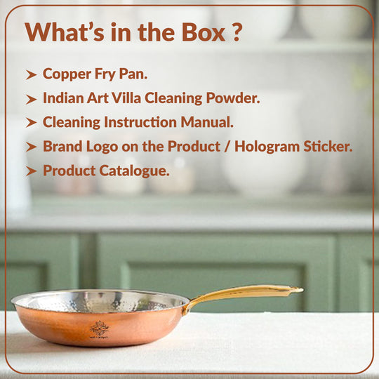 Steel Copper Hammered Design Tadka Fry Pan with Tin Linning- Serveware