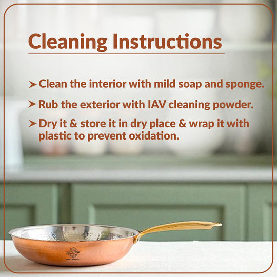 Steel Copper Hammered Design Tadka Fry Pan with Tin Linning- Serveware