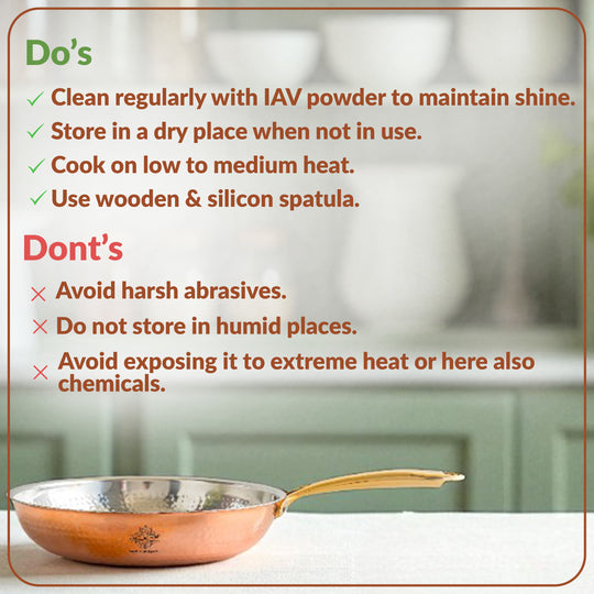 Steel Copper Hammered Design Tadka Fry Pan with Tin Linning- Serveware