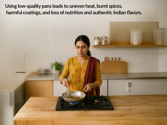 Steel Copper Hammered Design Tadka Fry Pan with Tin Linning- Serveware