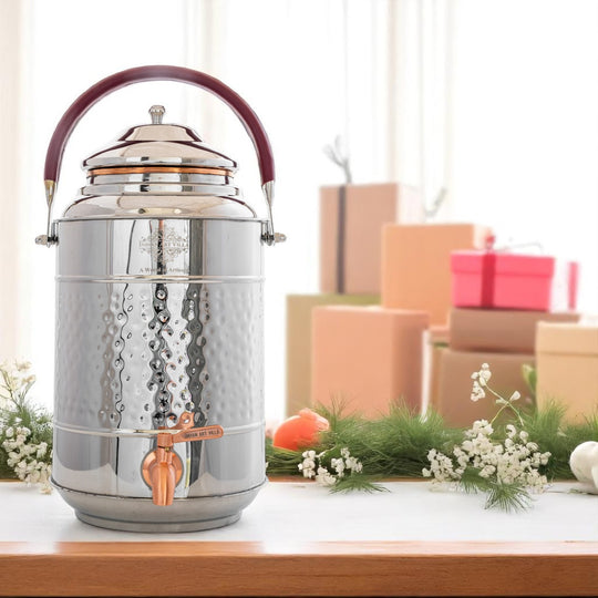 Steel Copper Water Pot with Tap & Handle -7000 ML
