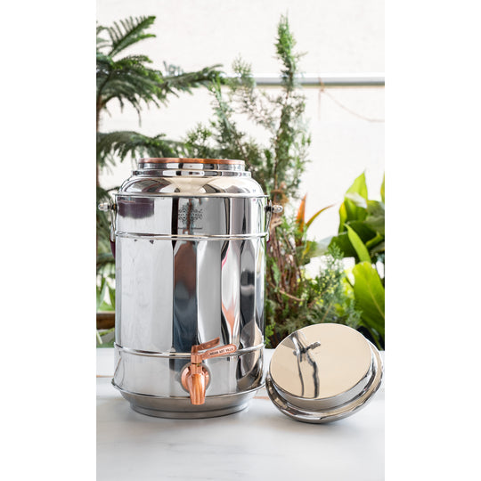Steel Copper Water Pot with Tap & Handle -7000 ML