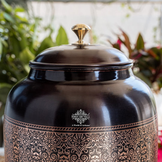 Antique Embossed Finish Copper Water Pot 5.6 Literes