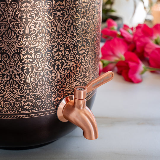 Antique Embossed Finish Copper Water Pot 5.6 Literes