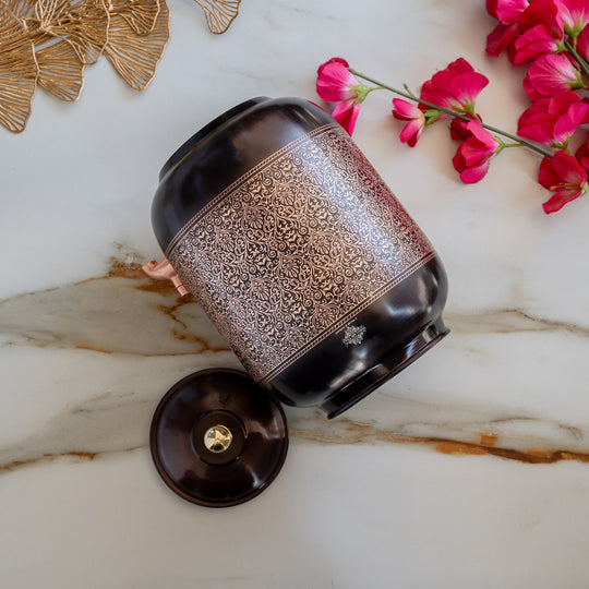 Antique Embossed Finish Copper Water Pot 5.6 Literes