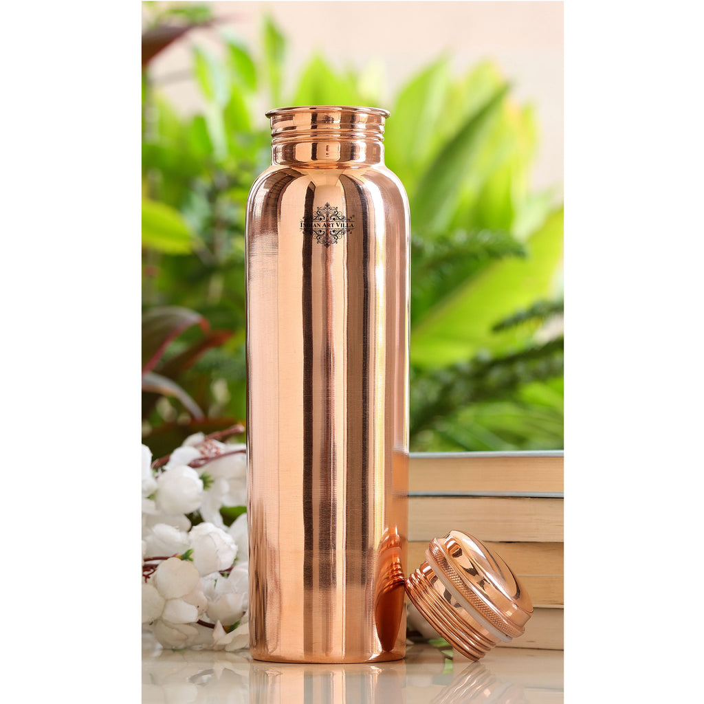 Pure Copper Plain Shine Finish Leak Proof Water Bottle, Drinkware, Tableware, Serveware