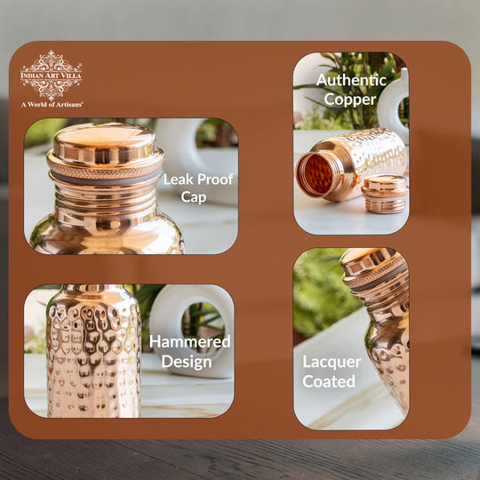 Pure Copper Bottle for Everyday Hydration - Easy to Carry