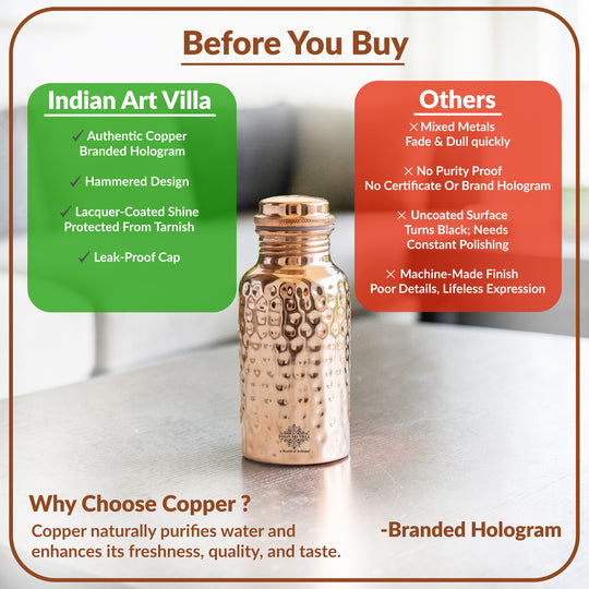 Pure Copper Bottle for Everyday Hydration - Easy to Carry