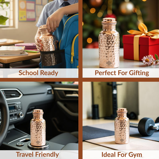 Pure Copper Bottle for Everyday Hydration - Easy to Carry