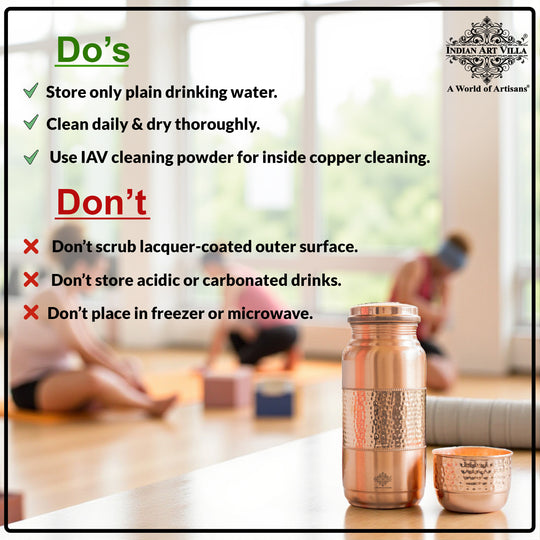 Pure Copper Hammered Water Bottle with Glass Lid – 2000 ML