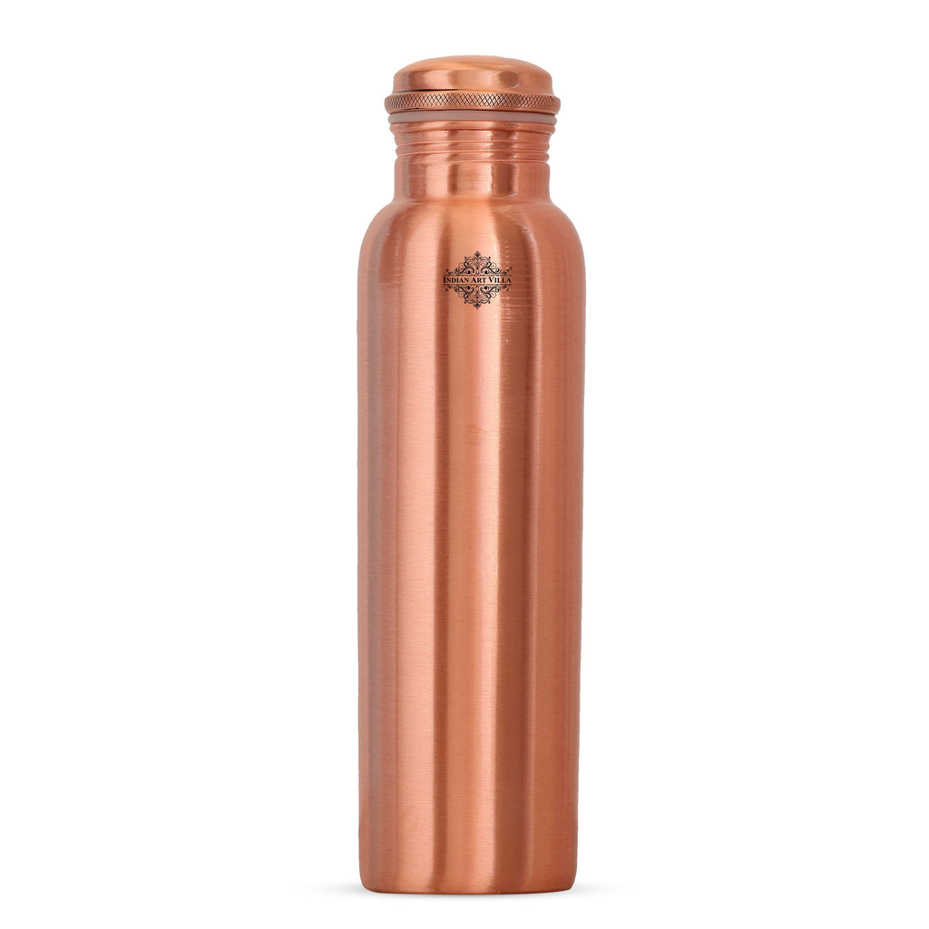 Indian Art Villa Pure Copper Matt Finish Lacquer Coated Water Bottle, Health Benefits, Drinkware, 900 ML