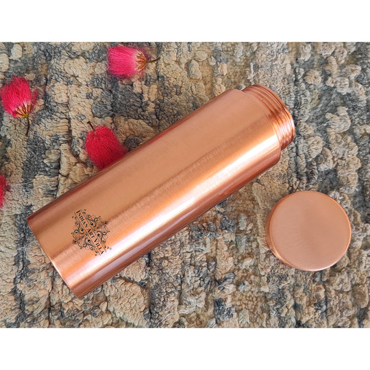 Pure Copper Bottle with Lacquer Coated Finish and Straight Shape