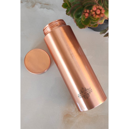 Pure Copper Bottle with Lacquer Coated Finish and Straight Shape