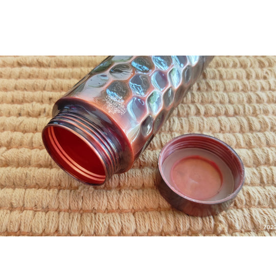 Pure Copper Bottle with Lacquer Coated Finish and Straight Shape