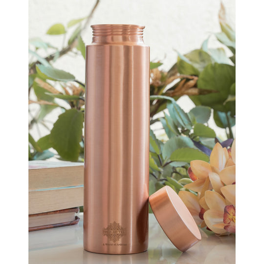 Pure Copper Bottle with Lacquer Coated Finish and Straight Shape