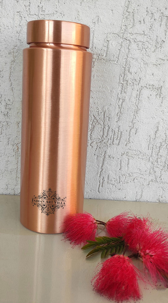 Pure Copper Bottle with Lacquer Coated Finish and Straight Shape