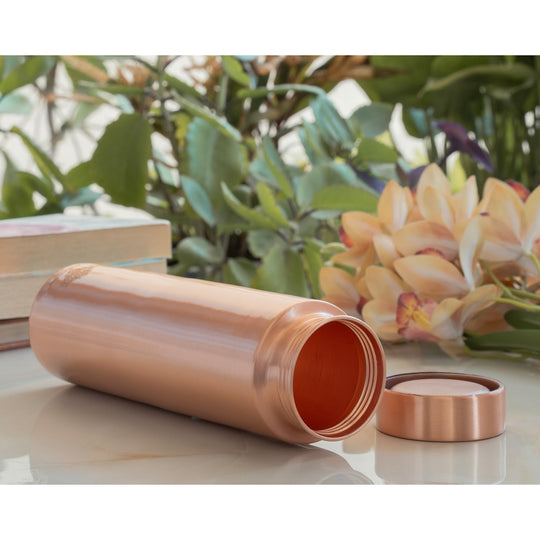Pure Copper Bottle with Lacquer Coated Finish and Straight Shape