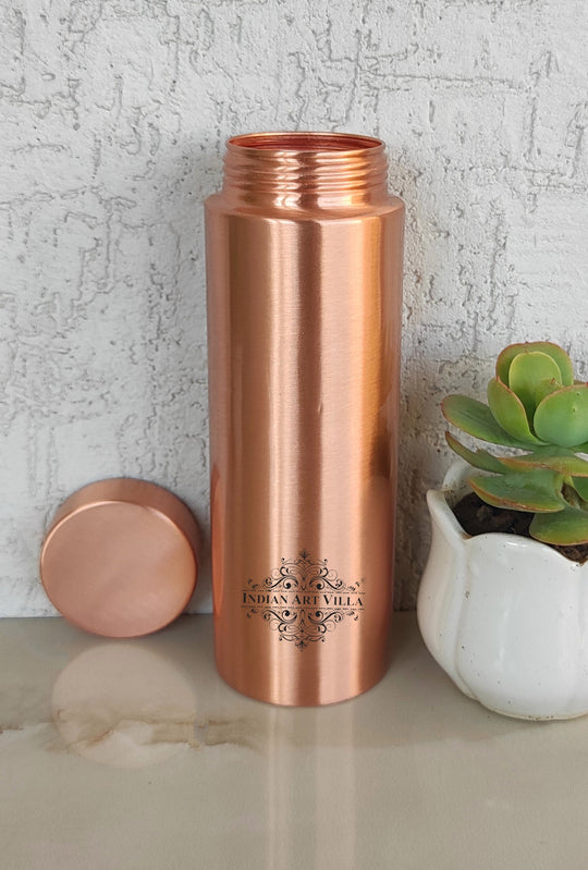 Pure Copper Bottle with Lacquer Coated Finish and Straight Shape