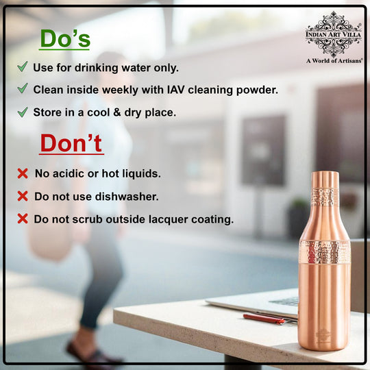 Copper Drinkware Bottle with Champagne Style and Lacquer Coating