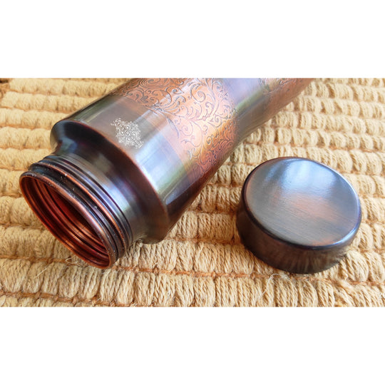 Copper Water Bottle with Honeycomb Embossed Design