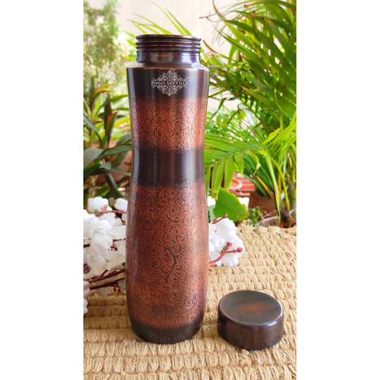 Copper Water Bottle with Honeycomb Embossed Design