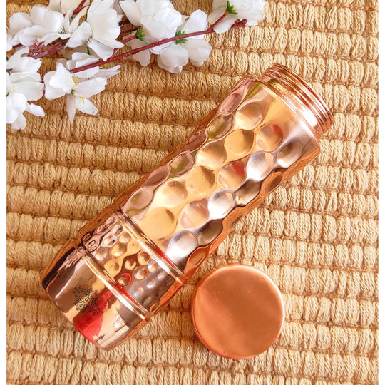 Pure Copper Water Bottle with Honeycomb Design