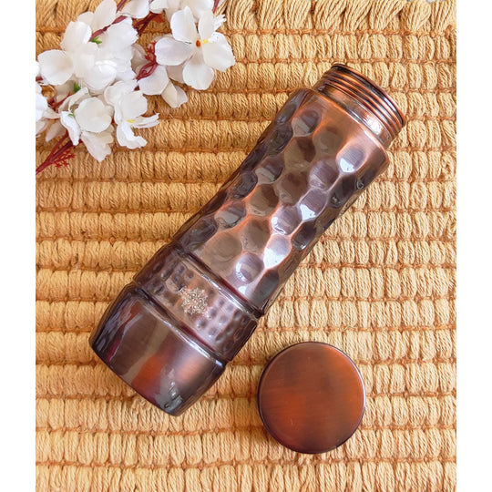 Pure Copper Water Bottle with Honeycomb Design