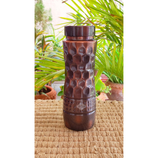 Pure Copper Water Bottle with Honeycomb Design