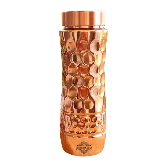 Pure Copper Water Bottle with Honeycomb Design