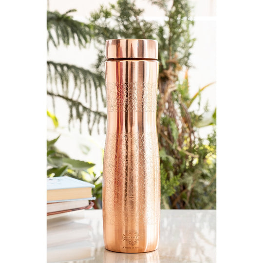 Indian Art Villa Pure Copper Water Bottle 900 ML for Daily Hydration