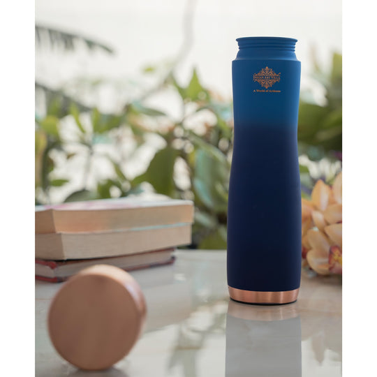 Pure Copper Water Bottle With Ombre Silk Finish Design – 900ml
