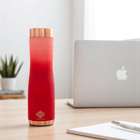 Pure Copper Water Bottle With Ombre Silk Finish Design – 900ml