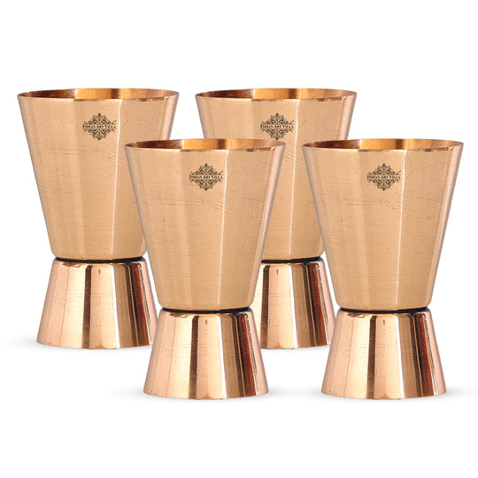 Set of 4 pure copper jigger shot glasses — Indian Art Villa