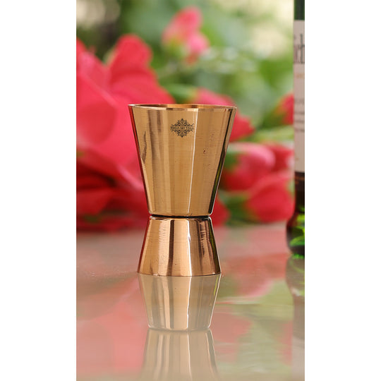 Pure copper jigger shot glass, single piece, front view — Indian Art Villa